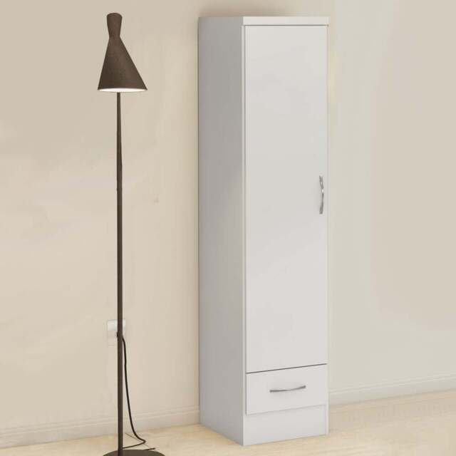 Seconique Nevada Single Door Single Drawer White Wardrobe - Size: Single Door, Single Drawer - Wilko - image 1