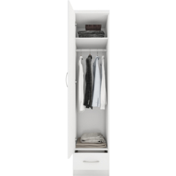 Seconique Nevada Single Door Single Drawer White Wardrobe - Size: Single Door, Single Drawer - Wilko - thumbnail 3
