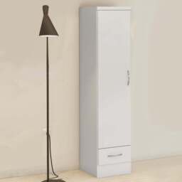 Seconique Nevada Single Door Single Drawer White Wardrobe - Size: Single Door, Single Drawer - Wilko - thumbnail 1