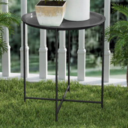 Outsunny Black Round Garden Side Table with Removable Tray - Size: 50 x 46 x 46cm - Wilko - thumbnail 1