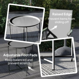 Outsunny Black Round Garden Side Table with Removable Tray - Size: 50 x 46 x 46cm - Wilko - thumbnail 7