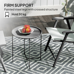 Outsunny Black Round Garden Side Table with Removable Tray - Size: 50 x 46 x 46cm - Wilko - thumbnail 6