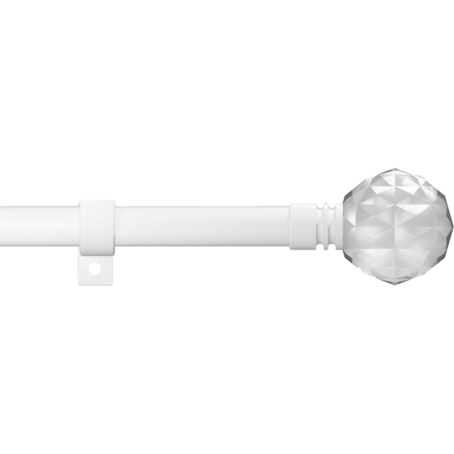 Caecus 210-400cm Extendable Metal Eyelet Painted White Crystal Curtain Pole - Size: 210 - 400cm - Wilko - image 1