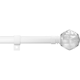 Caecus 210-400cm Extendable Metal Eyelet Painted White Crystal Curtain Pole - Size: 210 - 400cm - Wilko - thumbnail 1