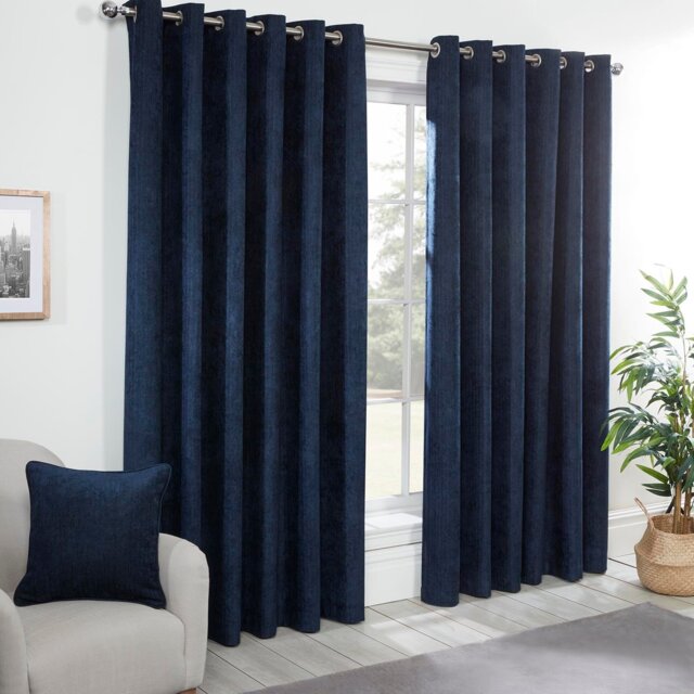 Divante Alden Navy Thermal Curtains 168cm - Size: W 183 x D 168cm - Wilko - image 1