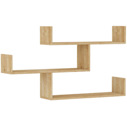 Decortie Tibet 3 Shelf Oak Modern Wall Mounted Bookcase - Cream - Wilko - thumbnail 3
