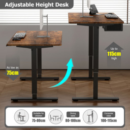 Easton Height Adjustable Electric Computer Desk Black - Size: 75 x 120 x 60cm - MCC - Wilko - thumbnail 7