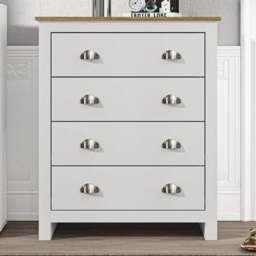 Lexington 4 Drawer White Chest of Drawers - Wilko - thumbnail 1
