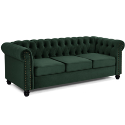 Home Detail Chesterfield 3 Seater Studded Green Velvet Sofa - Wilko - thumbnail 3