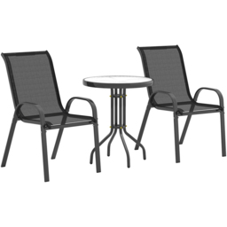 Outsunny 2 Seater Small Garden Bistro Set Black - Wilko - thumbnail 3