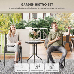 Outsunny 2 Seater Small Garden Bistro Set Black - Wilko - thumbnail 5