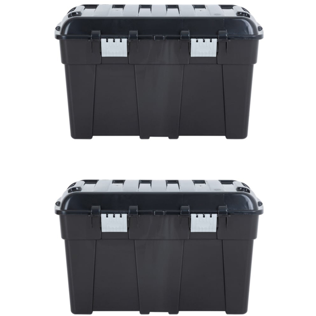Wham 48L Black and Silver Storage Trunk with Lid 2 Pack - Wilko - image 1