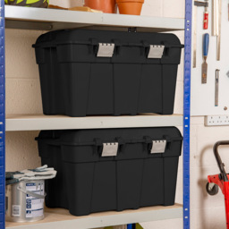 Wham 48L Black and Silver Storage Trunk with Lid 2 Pack - Wilko - thumbnail 3