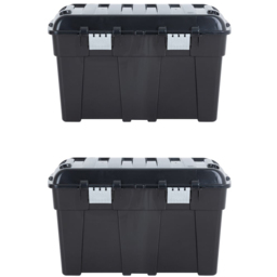 Wham 48L Black and Silver Storage Trunk with Lid 2 Pack - Wilko - thumbnail 1