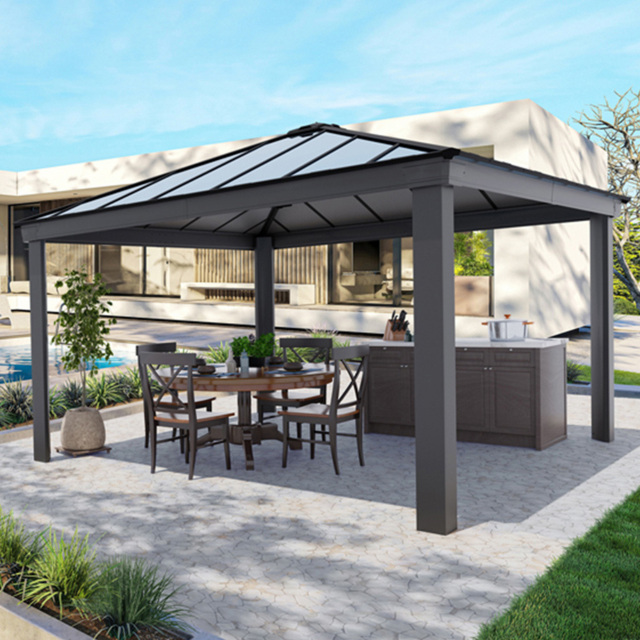 Palram Canopia Dallas 4.2 x 4.2m Grey Gazebo - Size: 207.5 x 422 x 422cm - Wilko - image 1