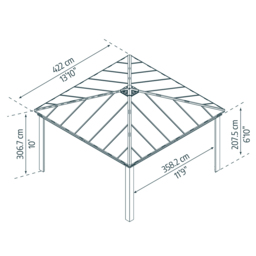 Palram Canopia Dallas 4.2 x 4.2m Grey Gazebo - Size: 207.5 x 422 x 422cm - Wilko - thumbnail 7