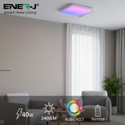 ENER-J 40W CCT Scenic Surface RGBIC LED Square Ceiling Light 380 x 380mm - Size: 2 x 38 x 38cm - n/a - ENERJ - Wilko - thumbnail 7