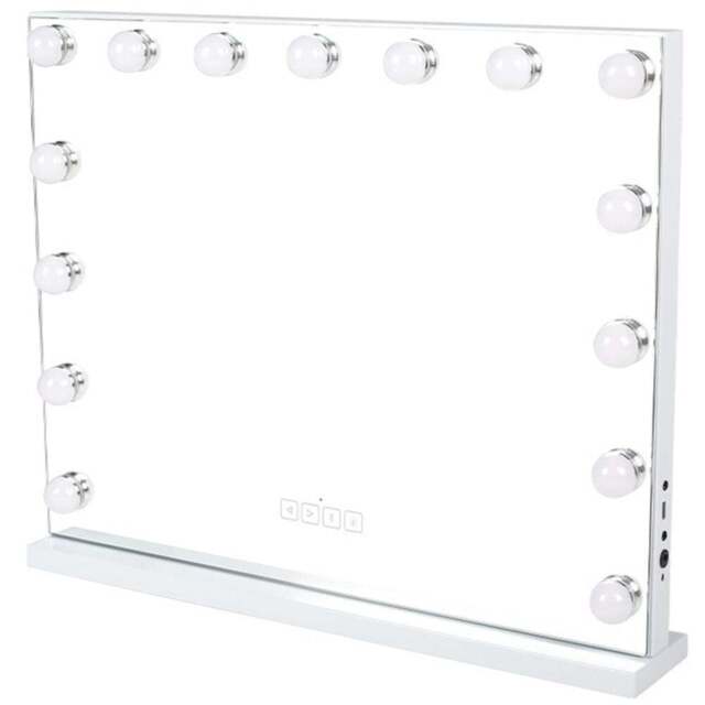 Living and Home LED White Hollywood Vanity Mirror with Smart Screen - Size: 52x42 - Wilko - image 1
