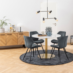 Florence Corby 4 Seater Round Dining Table White Marble and Gold - Furniture To Go - Wilko - thumbnail 6