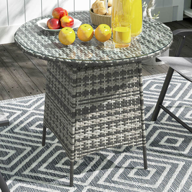 Outsunny Grey Rattan Garden Table with Umbrella Hole - Size: 74 x 80 x 80cm - Wilko - image 1