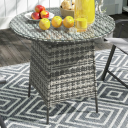 Outsunny Grey Rattan Garden Table with Umbrella Hole - Size: 74 x 80 x 80cm - Wilko - thumbnail 1