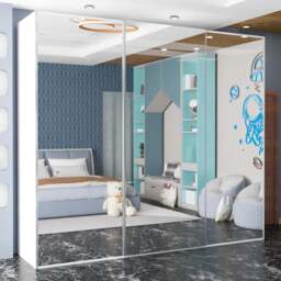 Sliding Wardrobes 4U Etna 3 Door White Full Mirrored Wardrobe 250cm - Wilko - thumbnail 1