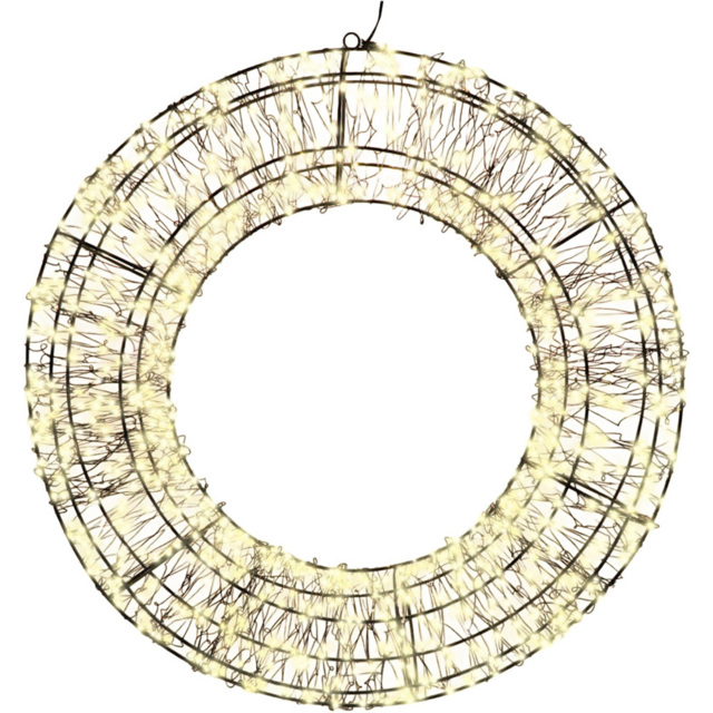 Xmas Haus Warm White LED Black Frame Wreath 50cm - Wilko - image 1