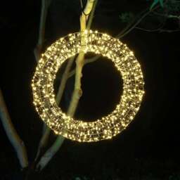 Xmas Haus Warm White LED Black Frame Wreath 50cm - Wilko - thumbnail 3