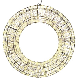 Xmas Haus Warm White LED Black Frame Wreath 50cm - Wilko