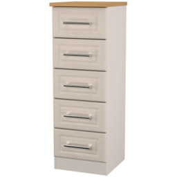 Crowndale Kent 5 Drawer Kashmir Ash and Modern Oak Tall Bedside Cabinet Ready Assembled - Kashmir Ash & Modern Oak - Wilko - thumbnail 5