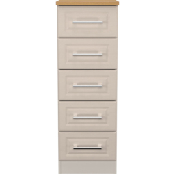 Crowndale Kent 5 Drawer Kashmir Ash and Modern Oak Tall Bedside Cabinet Ready Assembled - Kashmir Ash & Modern Oak - Wilko - thumbnail 3