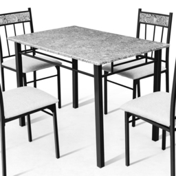 Costway 4 Seater Marble Dining Set Grey with Sponge Cushion - Wilko - thumbnail 5