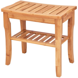 Costway Single Shelf Bamboo Shower Bench - Size: 54 x 38 x 13cm - Cream - Wilko