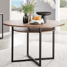 Furniturebox Ashley 4 Seater Round Dining Table Wooden and Black - Brown - Wilko - thumbnail 1