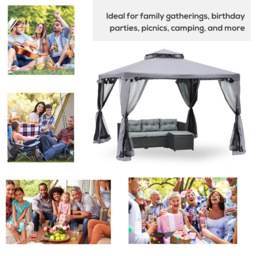 Outsunny 3 x 3m 2-Tier Grey Gazebo Tent with Curtains - Size: 265 x 294 x 294cm - Wilko - thumbnail 6