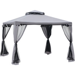 Outsunny 3 x 3m 2-Tier Grey Gazebo Tent with Curtains - Size: 265 x 294 x 294cm - Wilko - thumbnail 3