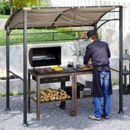 Outsunny 2.2 x 1.5m Khaki BBQ Tent Sun Shade with Canopy Gazebo - Cream - Wilko - thumbnail 1