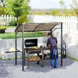 Outsunny 2.2 x 1.5m Khaki BBQ Tent Sun Shade with Canopy Gazebo - Cream - Wilko - thumbnail 5
