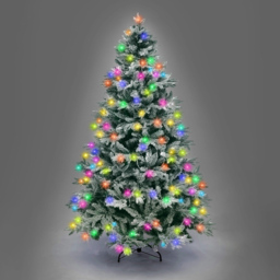 Shatchi Multicolour LED Pre-Lit Snow Flocked Lapland Fir Artificial Christmas Tree 5ft - White - Wilko - thumbnail 4