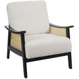 Living and Home White Teddy Near Fur Cushion Mid Century Rattan Armchair - Size: Single - Wilko - thumbnail 3