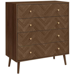 Herringford 4 Drawer Walnut Chevron Chest of Drawers - Brown - Birlea - Wilko - thumbnail 3
