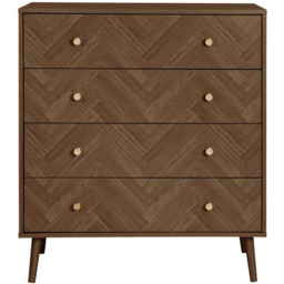 Herringford 4 Drawer Walnut Chevron Chest of Drawers - Brown - Birlea - Wilko - thumbnail 4