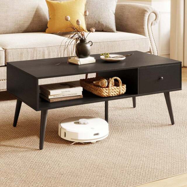 Costway Single Drawer Single Shelf Black Rectangular Coffee Table - Size: 109 x 55 x 42cm - Wilko - image 1