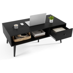 Costway Single Drawer Single Shelf Black Rectangular Coffee Table - Size: 109 x 55 x 42cm - Wilko - thumbnail 3