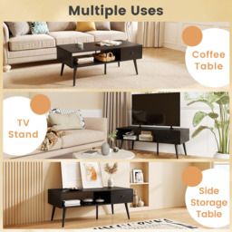 Costway Single Drawer Single Shelf Black Rectangular Coffee Table - Size: 109 x 55 x 42cm - Wilko - thumbnail 6