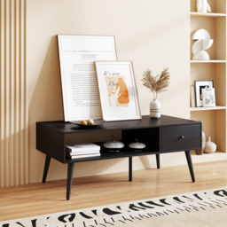 Costway Single Drawer Single Shelf Black Rectangular Coffee Table - Size: 109 x 55 x 42cm - Wilko - thumbnail 5