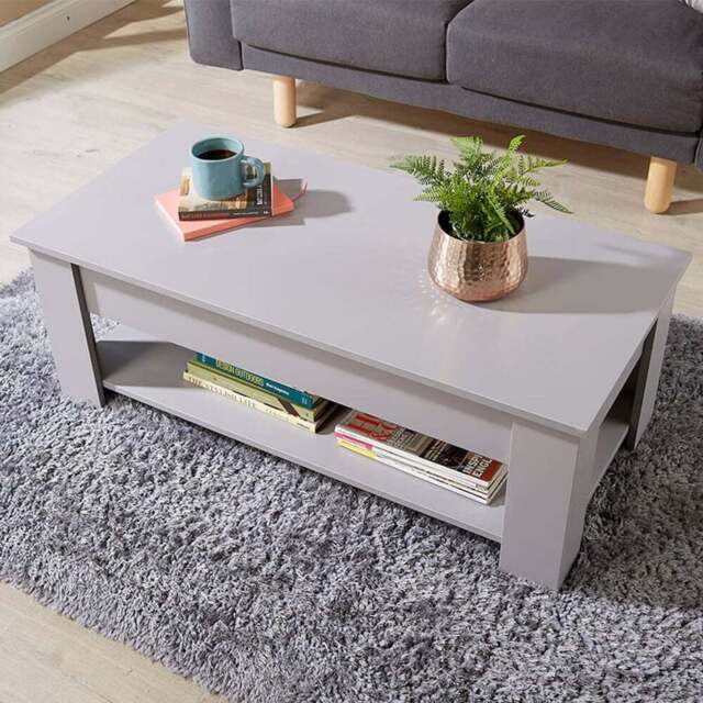 Home Source Orlando Single Shelf Grey Lift Up Storage Coffee Table - Size: 51 x 50 x 100cm - Wilko - image 1