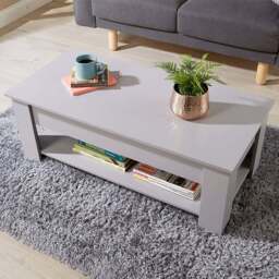 Home Source Orlando Single Shelf Grey Lift Up Storage Coffee Table - Size: 51 x 50 x 100cm - Wilko