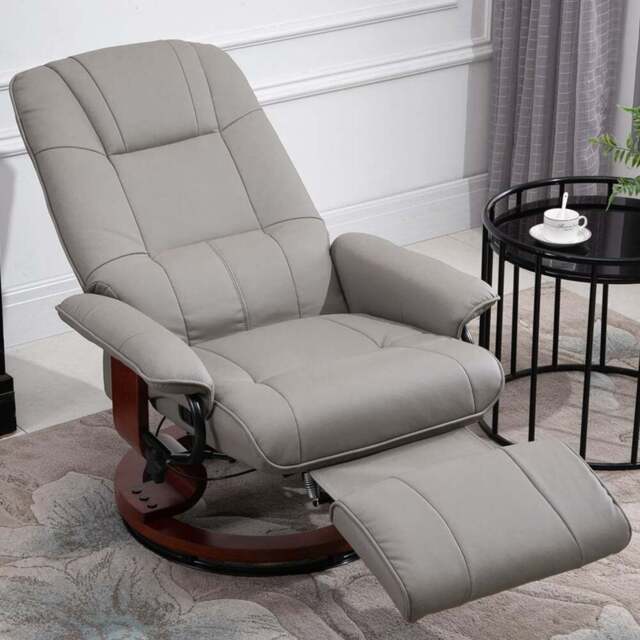 Portland Grey Faux Leather Manual Recliner Chair - Size: Single - Wilko - image 1