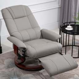 Portland Grey Faux Leather Manual Recliner Chair - Size: Single - Wilko